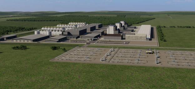 Digital rendering of proposed 960-MW X-energy SMR site in Indiana. Image credit Amazon